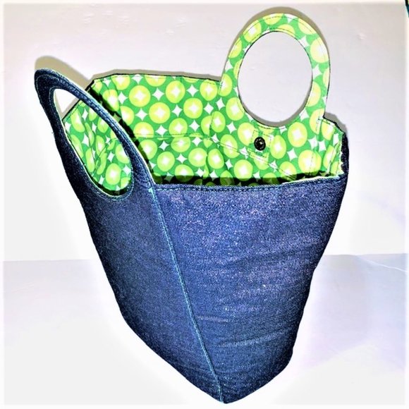 VICTORIA'S SECRET Round Handle Bucket Denim Tote - Picture 3 of 5